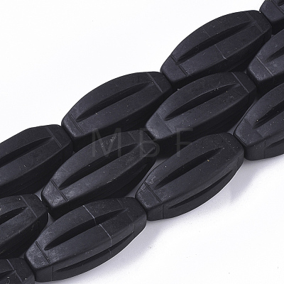 Natural Black Stone Beads Strands G-S364-024-1