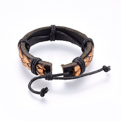 Braided Leather Cord Bracelets BJEW-F347-12-1