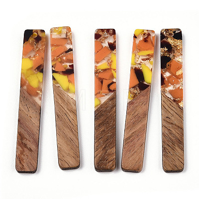 Transparent Resin & Walnut Wood Big Pendants RESI-TAC0017-70-A03-1