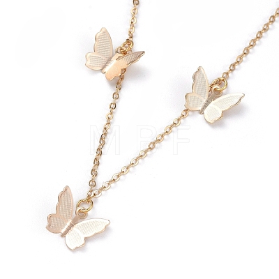 Brass Butterfly Pendant Necklaces NJEW-JN02678-01-1