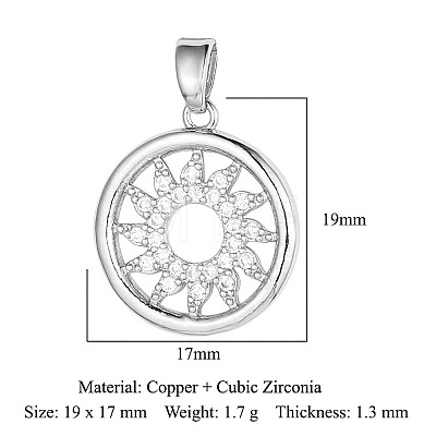 Brass Micro Pave Clear Cubic Zirconia Pendants ZIRC-OY001-16P-1