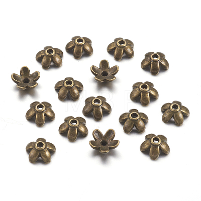 Tibetan Style  Zinc Alloy Bead Caps LS-TIBEB-6.5x3-AB-FF-1