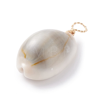 Natural Cowrie Shell Dyed Pendants X-PALLOY-JF01206-1
