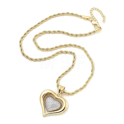 Heart Brass Micro Pave Clear Cubic Zirconia Pendant Necklaces for Women NJEW-S385-04B-G-1