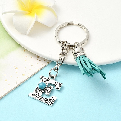 Alloy with Resin Imitation Synthetic Turquoise Keychain KEYC-YW00087-05-1