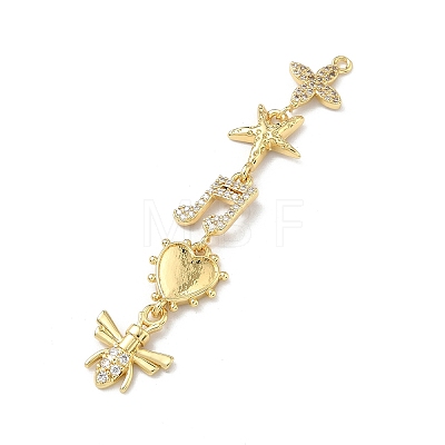 Brass Micro Pave Clear Cubic Zirconia Big Pendants KK-B176-02G-01-1