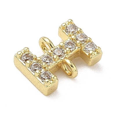 Brass Micro Pave Clear Cubic Zirconia Letter Links Connector Charms KK-I382-07G-I-1