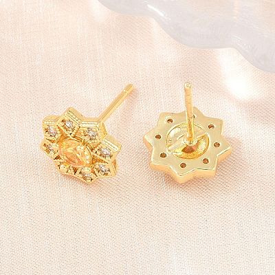 Brass Micro Pave Cubic Zirconia Stud Earrings for Women KK-A305-03G-01-1