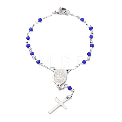 Glass Beads Rosary Bracelets BJEW-A032-04P-03-1