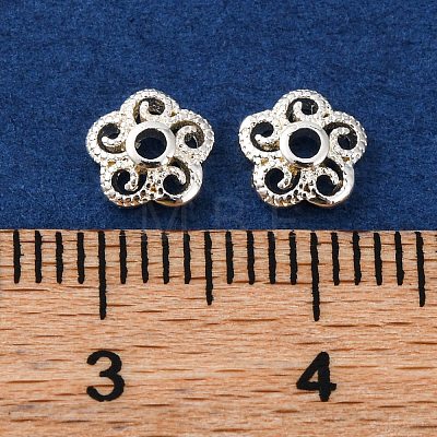 Flower Brass Bead Caps KK-K378-43S-1