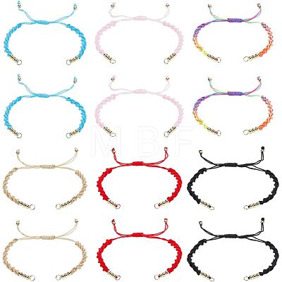  12Pcs 6 Colors Half Finished Braided Nylon Thread Bracelets AJEW-NB0003-62-1