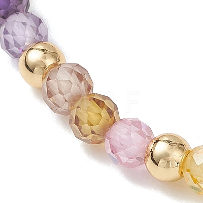 Cubic Zirconia & Shell Pearl Round Beaded Stretch Bracelets for Women BJEW-JB13280-1