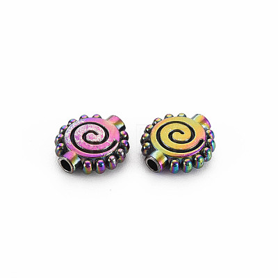 Rack Plating Rainbow Color Alloy Beads PALLOY-S180-370-1