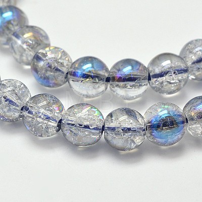 Electroplate Synthetic Crackle Quartz Bead Strands EGLA-J067-8mm-HR01-1