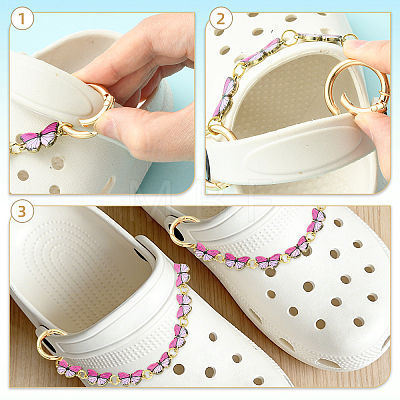 2Pcs Alloy Enamel Butterfly Boot Strap Chains HJEW-SW00418-1