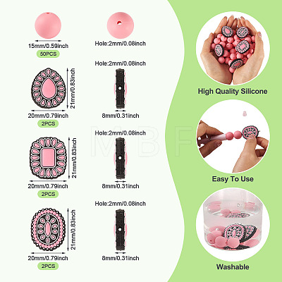56Pcs 4 Styles Silicone Beads FIND-TA0010-75B-1