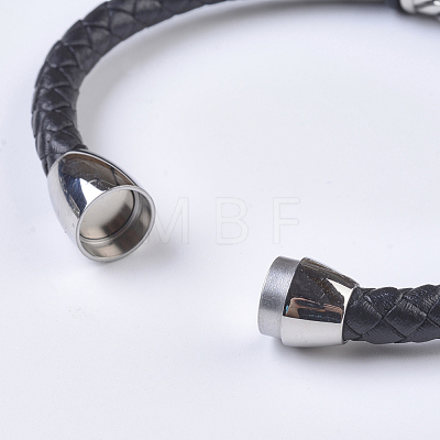 Men's Braided Leather Cord Bracelets BJEW-P194-06-1