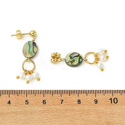 Abalone Shell/Paua Shell & Shell Pearl Beads Dangle Earrings EJEW-JE07327-1