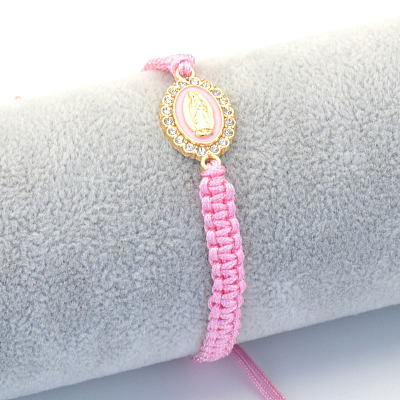 Religion Alloy Rhinestone and Enamel Link Bracelets FS-WG5574D-12-1