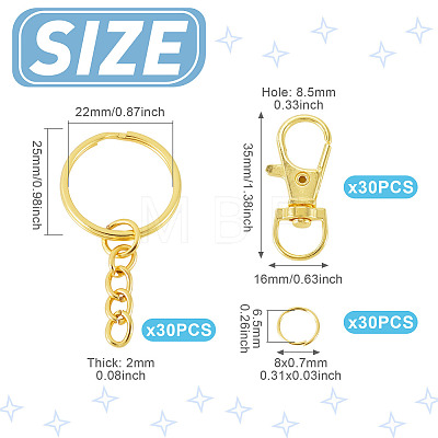 30Pcs Iron Split Key Rings FIND-TA0011-16-1