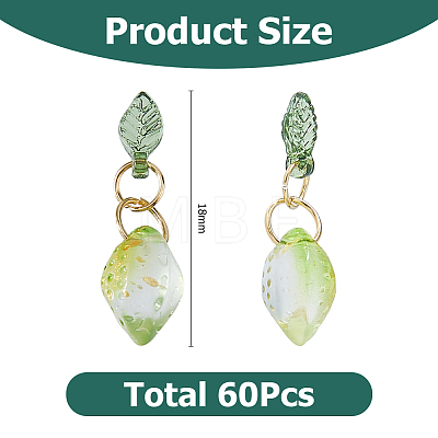 60Pcs Lemon Glass Pendants PALLOY-HS00043-1