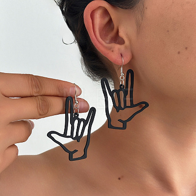 I Love U Sign Iron Dangle Earrings FS-WG00DBD-01-1