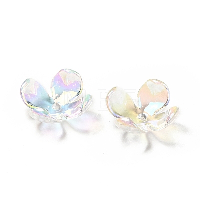 Transparent Acrylic Flower Bead Caps MACR-C009-15-1