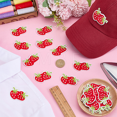 30Pcs Strawberry Computerized Embroidery Cloth Iron on/Sew on Patches PATC-FG0003-73B-1