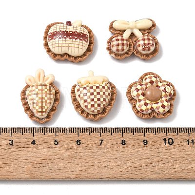 Tartan Pattern Opaque Resin Cabochons RESI-F067-04-1