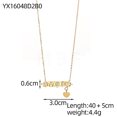 304 Stainless Steel Micro Pave Cubic Zirconia Pendant Necklaces NJEW-OY002-42G-1