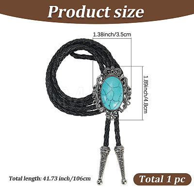 Natural Turquoise with PU Leather Lariat Necklace NJEW-WH20010-02A-1