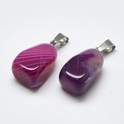Natural Banded Agate/Striped Agate Pendants G-T122-20B-1
