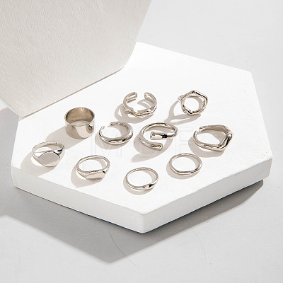 10Pcs Alloy Finger Rings Sets WG7802C-30-1