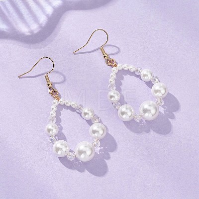 304 Stainless Steel & Natural Cultured Freshwater Pearl Teardrop Dangle Earrings EJEW-JE06862-1
