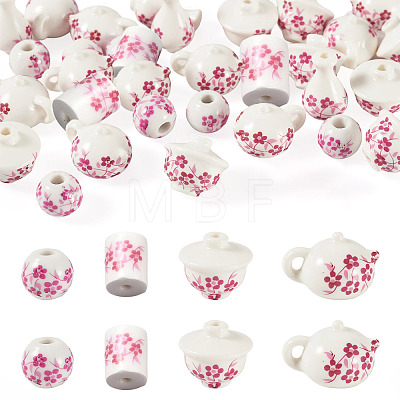 32Pcs 4 Styles Handmade Porcelain Beads PORC-TA0001-78A-1