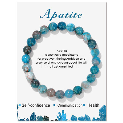 Natural Apatite Beaded Stretch Bracelets PW-WG7FE75-03-1