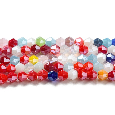 Opaque Solid Color Electroplate Glass Beads Strands LS-EGLA-A039-P4mm-A16-1