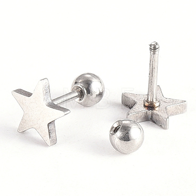 201 Stainless Steel Barbell Cartilage Earrings EJEW-R147-08-1
