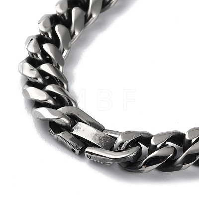 Ion Plating(IP) 304 Stainless Steel Cuban Link Chain Necklace NJEW-P288-01A-AS-1