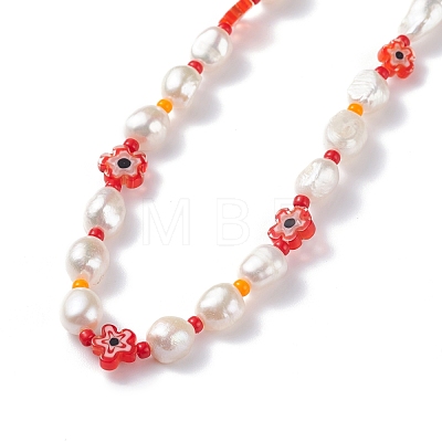 Natural Pearl Beaded Necklace NJEW-TA00018-04-1
