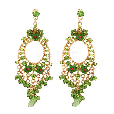 Oval Alloy Rhinestone Chandelier Earrings FS-WG8D144-02-1