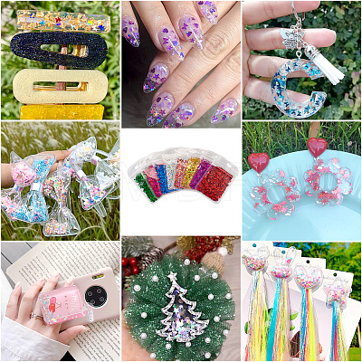 8 Bags 8 Colors Nail Art Glitter Sequins MRMJ-TA0001-29-1