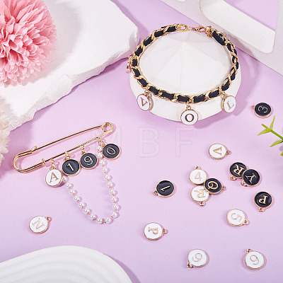 36Pcs 36 Styles Letter A~Z & Number 0~9 Alloy Enamel Charms ENAM-TA0003-11B-1