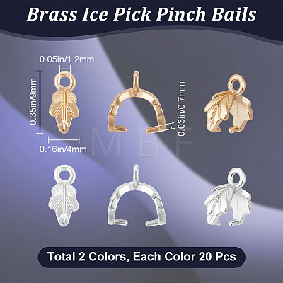 40Pcs 2 Colors Brass Ice Pick Pinch Bails KK-BBC0007-29-1