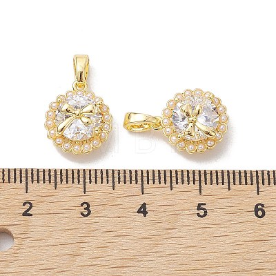 Brass Micro Pave Clear Cubic Zirconia Charms KK-K360-15G-1