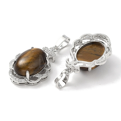 Natural Tiger Eye Oval Pendants G-NH0025-15P-10-1