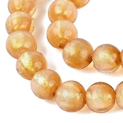 Handmade Lampwork with Gold Powder Beads Strands LAMP-N037-06A-06-1
