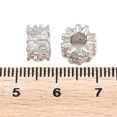 Brass Micro Pave Clear Cubic Zirconia European Beads KK-B186-18P-1