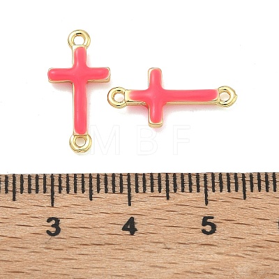 Brass Enamel Religion Cross Links Connector Charms KK-D229-07G-05-1