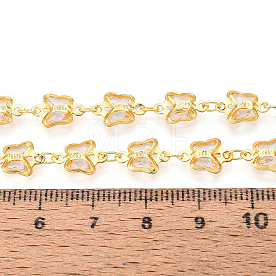 Brass Glass Butterfly Charm Link Chains CHC-T018-11B-G-1